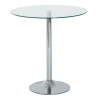 Ronde eettafel met glazen tafelblad, metalen frame, zilverkleurig 1