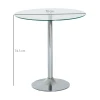 Ronde eettafel met glazen tafelblad, metalen frame, zilverkleurig 4