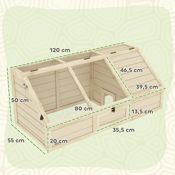 Schildpaddenbox, outdoor schildpaddengehege, bodemloos ontwerp, gemakkelijk te openen, schildpadden huis, natuur 4