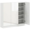 Schoenenkast met 10 planken voor 25 30 paar schoenen, ventilatiegaten, soft close deuren, hout, wit 1