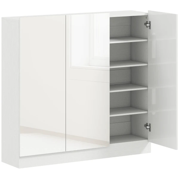 Schoenenkast met 10 planken voor 25 30 paar schoenen, ventilatiegaten, soft close deuren, hout, wit 1