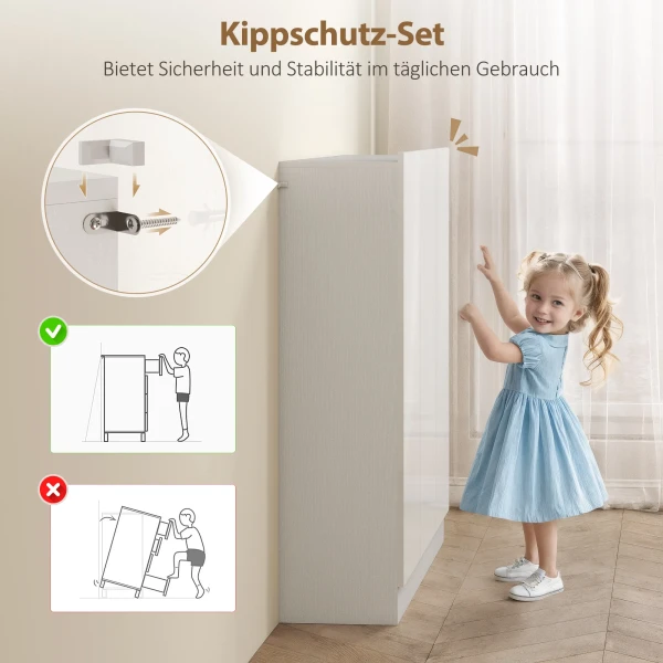 Schoenenkast met 10 planken voor 25 30 paar schoenen, ventilatiegaten, soft close deuren, hout, wit 10