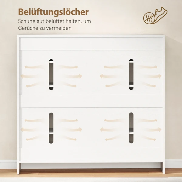 Schoenenkast met 10 planken voor 25 30 paar schoenen, ventilatiegaten, soft close deuren, hout, wit 8