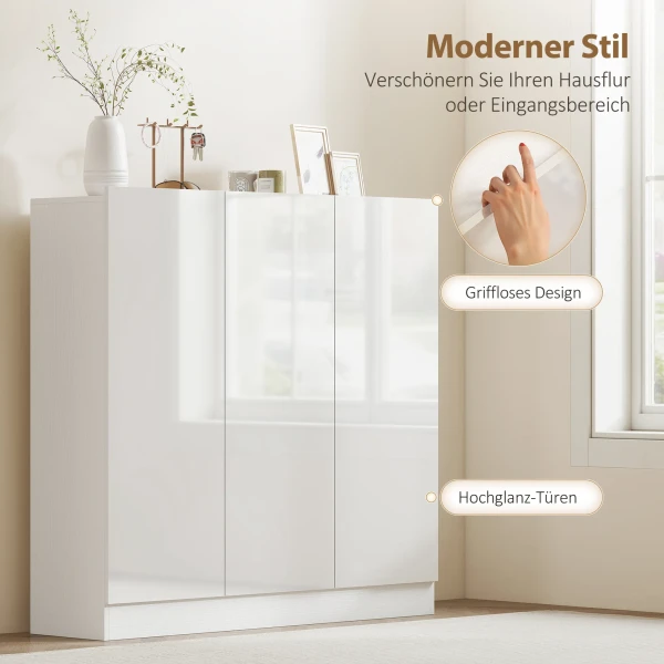 Schoenenkast met 10 planken voor 25 30 paar schoenen, ventilatiegaten, soft close deuren, hout, wit 9