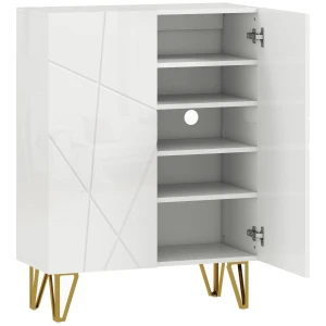 Schoenenkast met 2 deuren, schoenenrek, schoenenopslag met 3 verstelbare planken 72 x 31,5 x 95 cm, wit 1