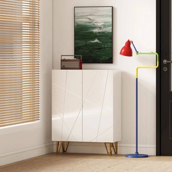 Schoenenkast met 2 deuren, schoenenrek, schoenenopslag met 3 verstelbare planken 72 x 31,5 x 95 cm, wit 10