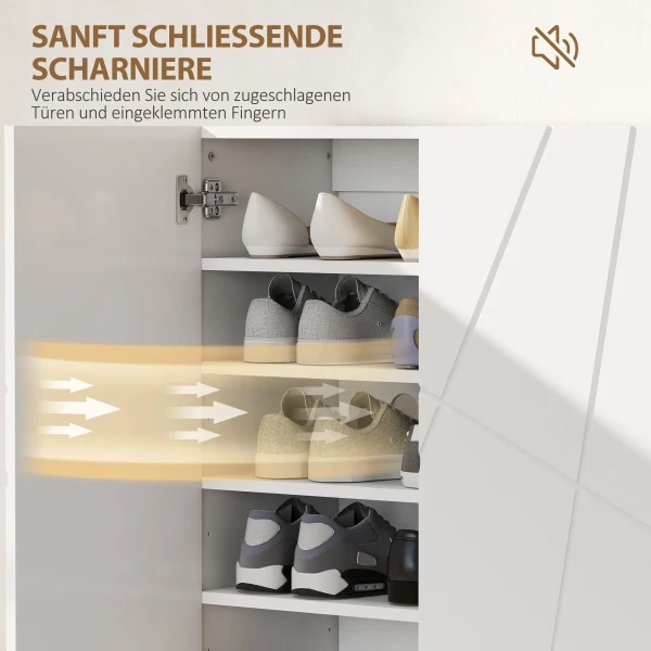 Schoenenkast met 2 deuren, schoenenrek, schoenenopslag met 3 verstelbare planken 72 x 31,5 x 95 cm, wit 6