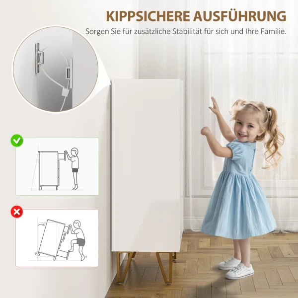 Schoenenkast met 2 deuren, schoenenrek, schoenenopslag met 3 verstelbare planken 72 x 31,5 x 95 cm, wit 9