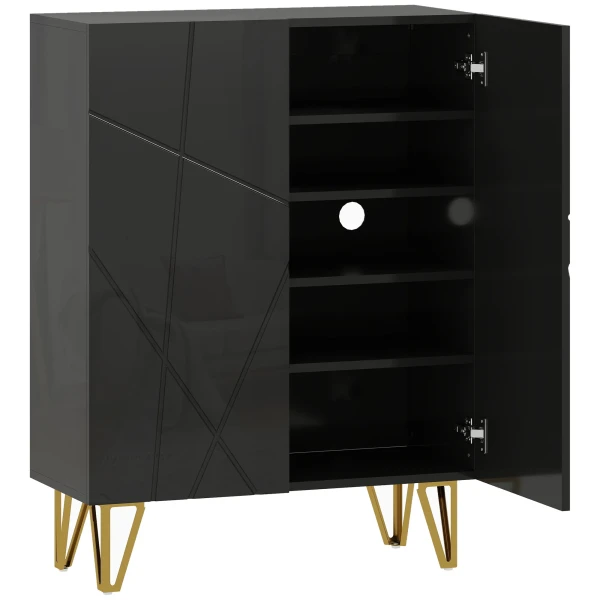 Schoenenkast met 2 deuren, schoenenrek, schoenenopslag met 3 verstelbare planken 72 x 31,5 x 95 cm, zwart 1