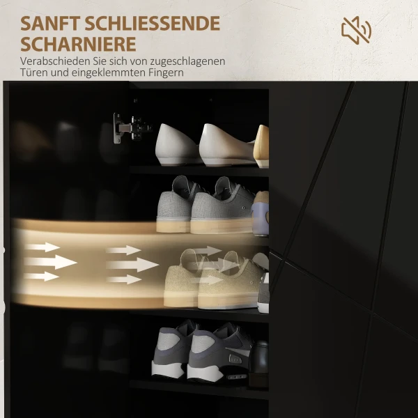 Schoenenkast met 2 deuren, schoenenrek, schoenenopslag met 3 verstelbare planken 72 x 31,5 x 95 cm, zwart 6
