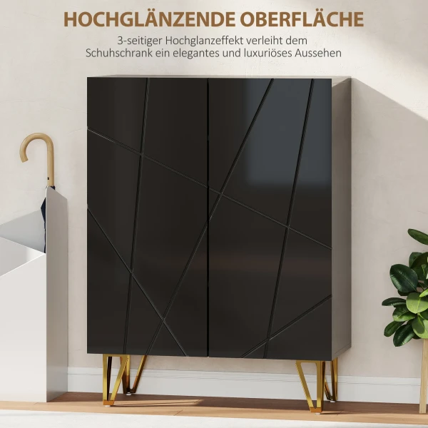 Schoenenkast met 2 deuren, schoenenrek, schoenenopslag met 3 verstelbare planken 72 x 31,5 x 95 cm, zwart 7