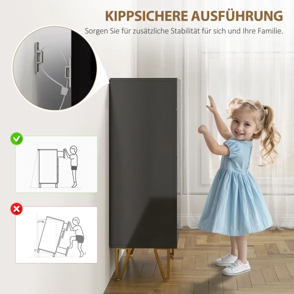 Schoenenkast met 2 deuren, schoenenrek, schoenenopslag met 3 verstelbare planken 72 x 31,5 x 95 cm, zwart 9