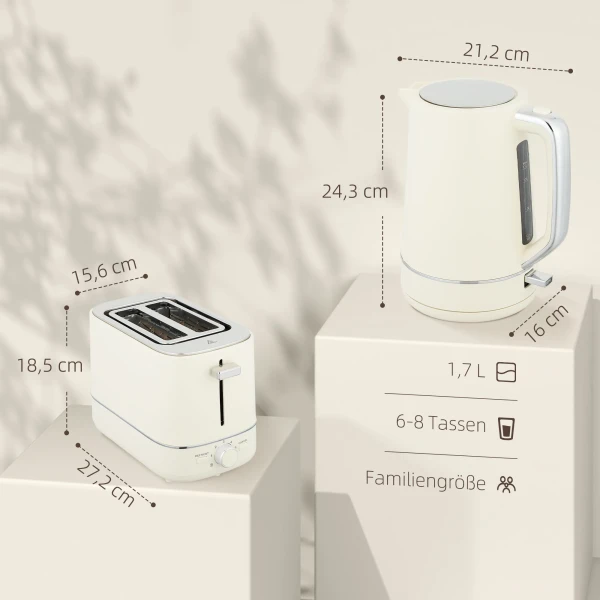 Set van 1,7 l waterkoker en broodrooster met 6 bruiningsniveaus, beige 4
