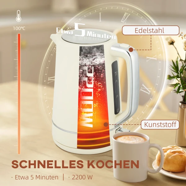 Set van 1,7 l waterkoker en broodrooster met 6 bruiningsniveaus, beige 5