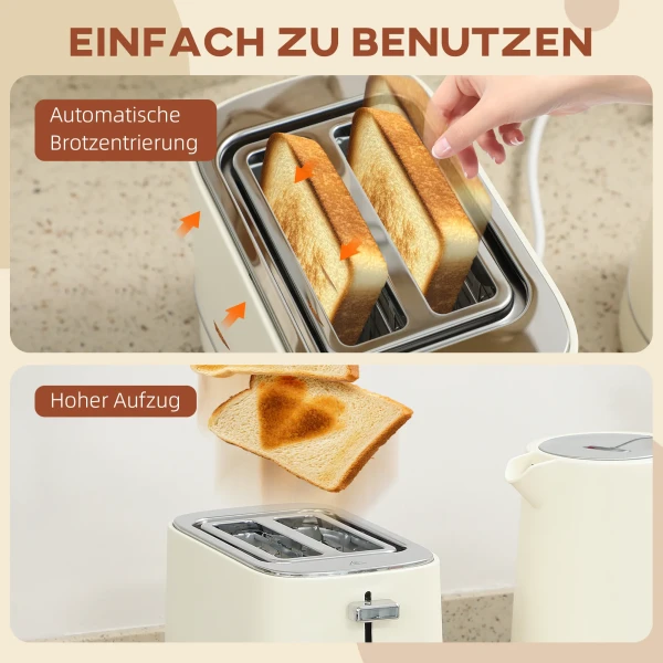 Set van 1,7 l waterkoker en broodrooster met 6 bruiningsniveaus, beige 9