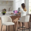 Set van 2 barkrukken met rugleuning en voetensteun, gestoffeerde stoelen met stalen poten voor keukeneiland, eetkamer, beige 10