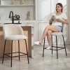 Set van 2 barkrukken met rugleuning en voetensteun, gestoffeerde stoelen met stalen poten voor keukeneiland, eetkamer, beige 9