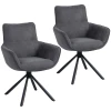 Set van 2 eetkamerstoelen, draaibaar, zacht gestoffeerd, armleuningen, metalen poten, donkergrijs 1