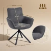 Set van 2 eetkamerstoelen, draaibaar, zacht gestoffeerd, armleuningen, metalen poten, donkergrijs 4