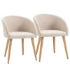 Set van 2 gestoffeerde stoelen, scandinavisch design, gestoffeerde stoelen met houten poten, antislip pads, 150 kg draagvermogen, beige 1