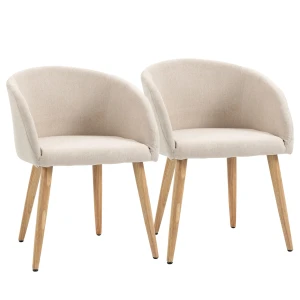 Set van 2 gestoffeerde stoelen, scandinavisch design, gestoffeerde stoelen met houten poten, antislip pads, 150 kg draagvermogen, beige 1