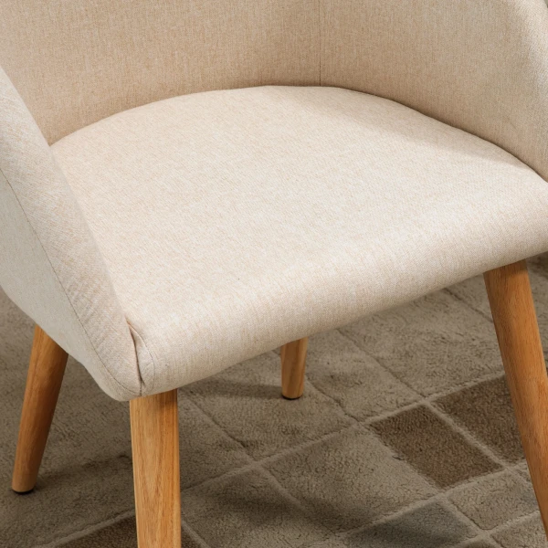Set van 2 gestoffeerde stoelen, scandinavisch design, gestoffeerde stoelen met houten poten, antislip pads, 150 kg draagvermogen, beige 10