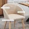 Set van 2 gestoffeerde stoelen, scandinavisch design, gestoffeerde stoelen met houten poten, antislip pads, 150 kg draagvermogen, beige 5