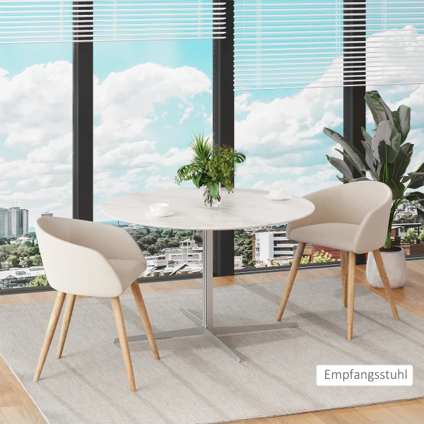 Set van 2 gestoffeerde stoelen, scandinavisch design, gestoffeerde stoelen met houten poten, antislip pads, 150 kg draagvermogen, beige 8