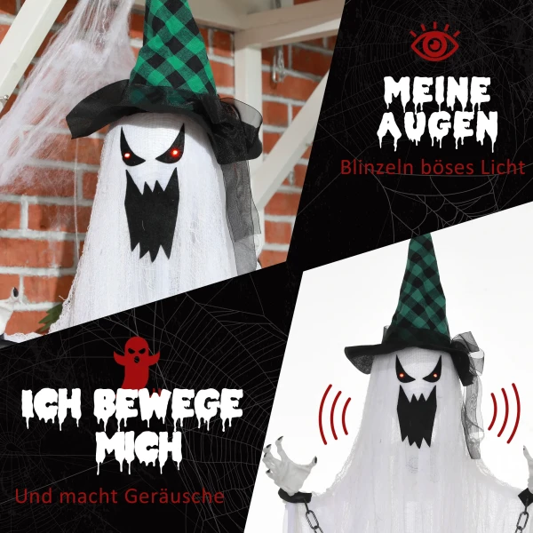 Spookdecoratie voor halloween, griezelig gehuil en beweging, op batterijen 6
