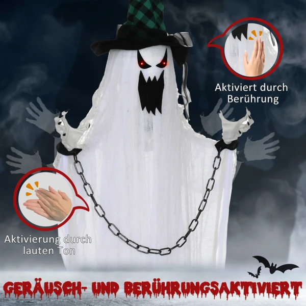 Spookdecoratie voor halloween, griezelig gehuil en beweging, op batterijen 7