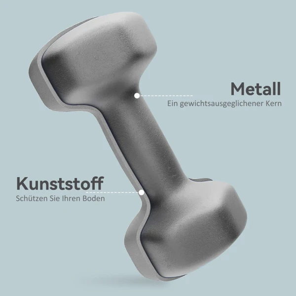 Sportnow 2 x 6 kg dumbbell set, zeshoekig ontwerp, vloervriendelijk, antislip, grijs 6