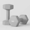 Sportnow 2 x 6 kg dumbbell set, zeshoekig ontwerp, vloervriendelijk, antislip, grijs 9
