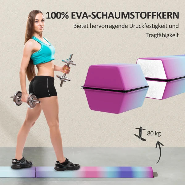 Sportnow evenwichtsbalk 2,4 m, opvouwbaar, antislip bodem, voor 3+ jaar, tot 80 kg, meerkleurig 6