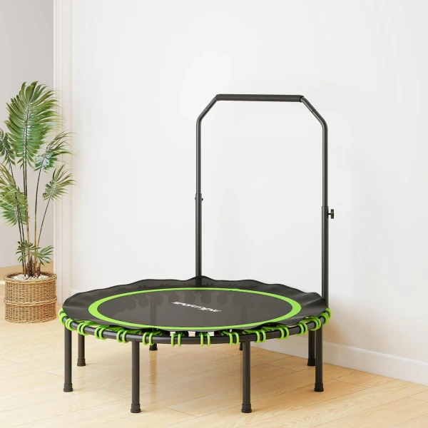 Sportnow fitness trampoline met verstelbare handgreep, sport trampoline voor binnen en buiten, staal, kunststof, groen 10