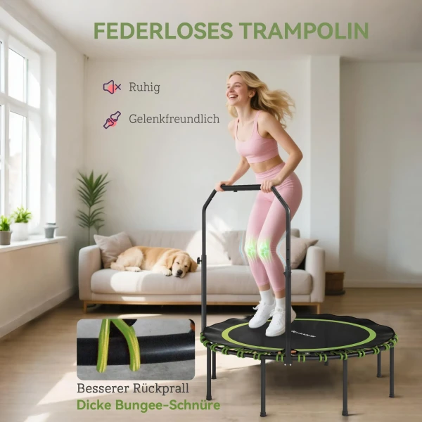 Sportnow fitness trampoline met verstelbare handgreep, sport trampoline voor binnen en buiten, staal, kunststof, groen 6