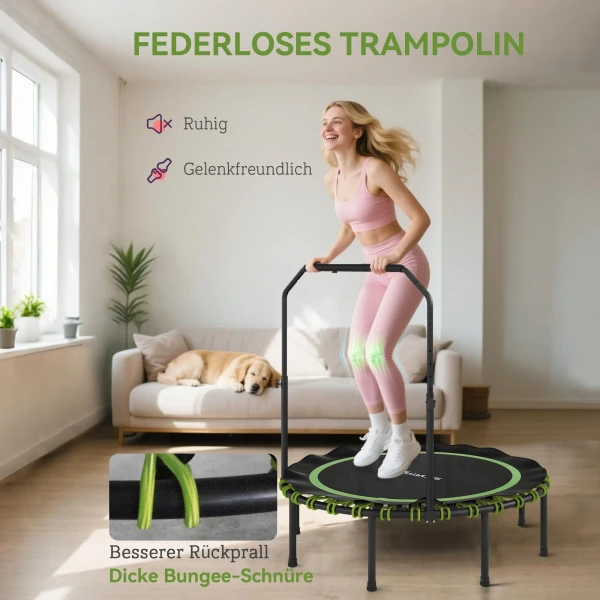 Sportnow fitness trampoline met verstelbare handgreep, sport trampoline voor binnen en buiten, staal, kunststof, groen 6