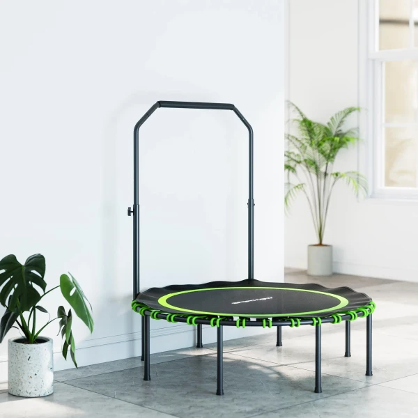 Sportnow fitness trampoline met verstelbare handgreep, sport trampoline voor binnen en buiten, staal, kunststof, groen 9