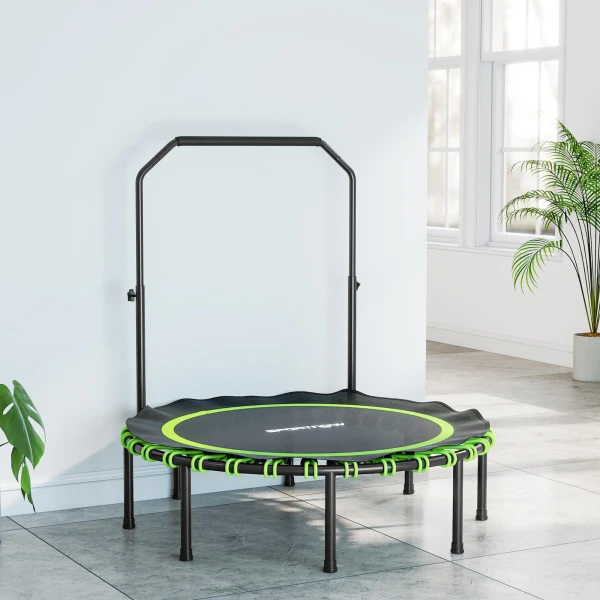 Sportnow fitness trampoline met verstelbare handgreep, sport trampoline voor binnen en buiten, staal, kunststof, groen 9