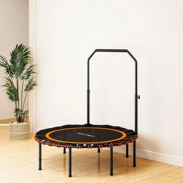 Sportnow fitness trampoline met verstelbare handgreep, sport trampoline voor binnen en buiten, staal, kunststof, oranje 10