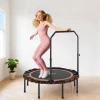 Sportnow fitness trampoline met verstelbare handgreep, sport trampoline voor binnen en buiten, staal, kunststof, oranje 2