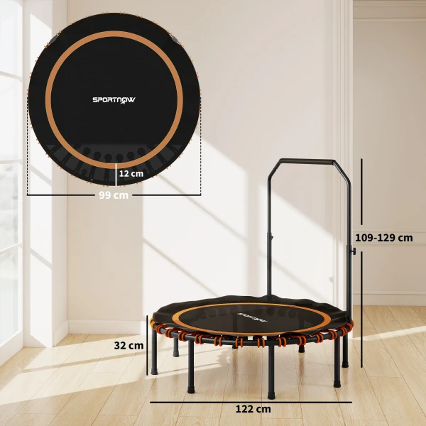 Sportnow fitness trampoline met verstelbare handgreep, sport trampoline voor binnen en buiten, staal, kunststof, oranje 4