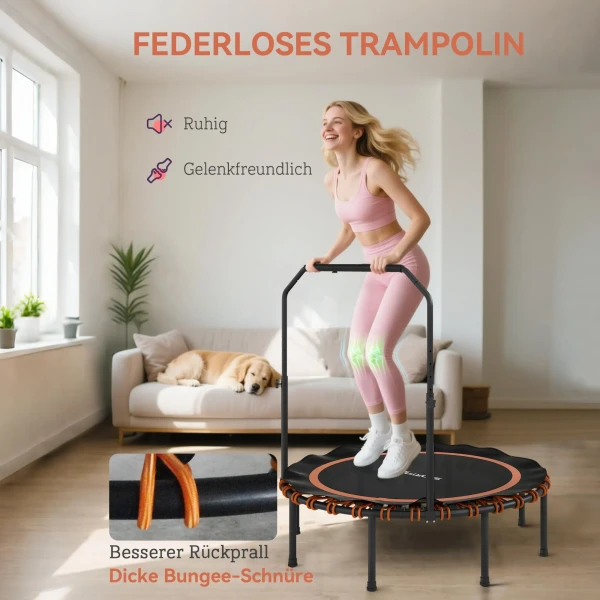 Sportnow fitness trampoline met verstelbare handgreep, sport trampoline voor binnen en buiten, staal, kunststof, oranje 6