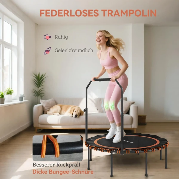 Sportnow fitness trampoline met verstelbare handgreep, sport trampoline voor binnen en buiten, staal, kunststof, oranje 6