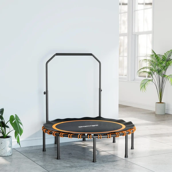Sportnow fitness trampoline met verstelbare handgreep, sport trampoline voor binnen en buiten, staal, kunststof, oranje 9