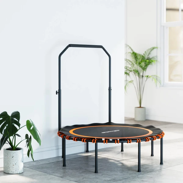 Sportnow fitness trampoline met verstelbare handgreep, sport trampoline voor binnen en buiten, staal, kunststof, oranje 9