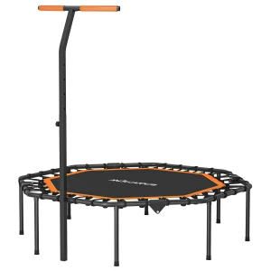Sportnow fitness trampoline, trainingstrampoline met verstelbare handgreep, stabiel en stil, voor binnen, staal, oranje 1
