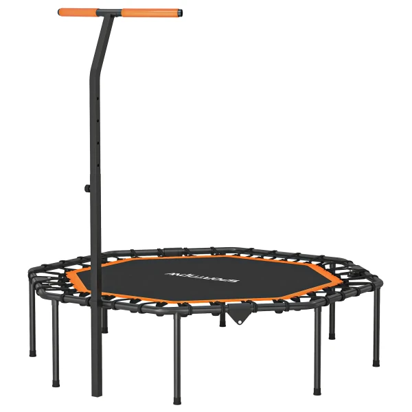Sportnow fitness trampoline, trainingstrampoline met verstelbare handgreep, stabiel en stil, voor binnen, staal, oranje 1