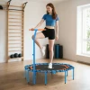 Sportnow fitness trampoline, trainingstrampoline met verstelbare handgreep, stabiel en stil, voor binnenshuis, staal, blauw 2