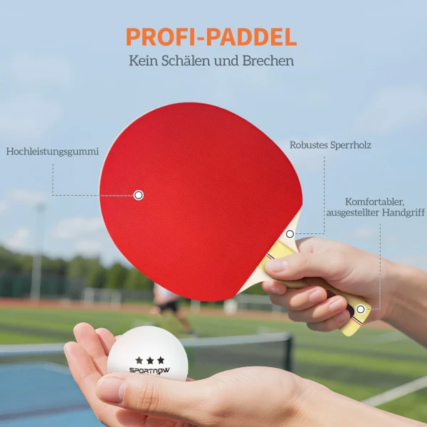 Sportnow tafeltennisbatje tafeltennis set met 4 tafeltennisbatjes, 8 tafeltennisballen draagtas voor binnen & buiten 6