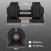 Sportnow verstelbare enkele dumbbell, 7/13/18/24 kg korte halter met opbergvak, met antislip handvatten, zwart 4